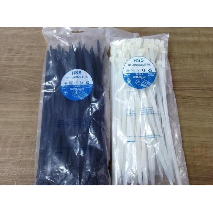 

Diskon! Kabel Ties CV-300 30cm x 7.6mm Cable Tie Nylon Putih Kuat
