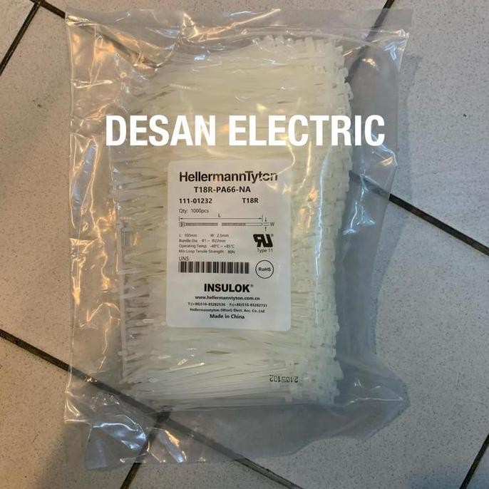 

Diskon! Cable Ties HellermannTyton T18R 10cm - Isi 1000pcs Putih Hitam