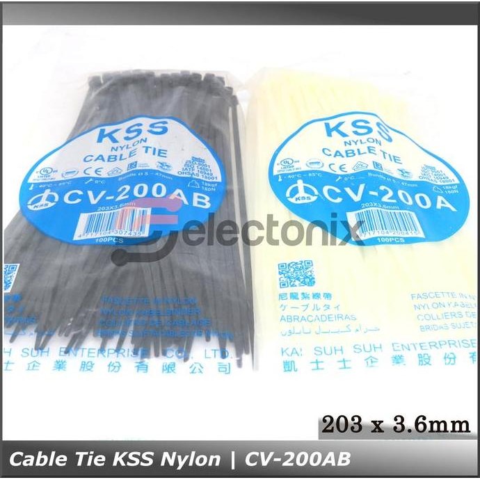 

Diskon! Kabel Ties KSS CV-200 20cm x 3.6mm Isi 100pcs Taiwan Original