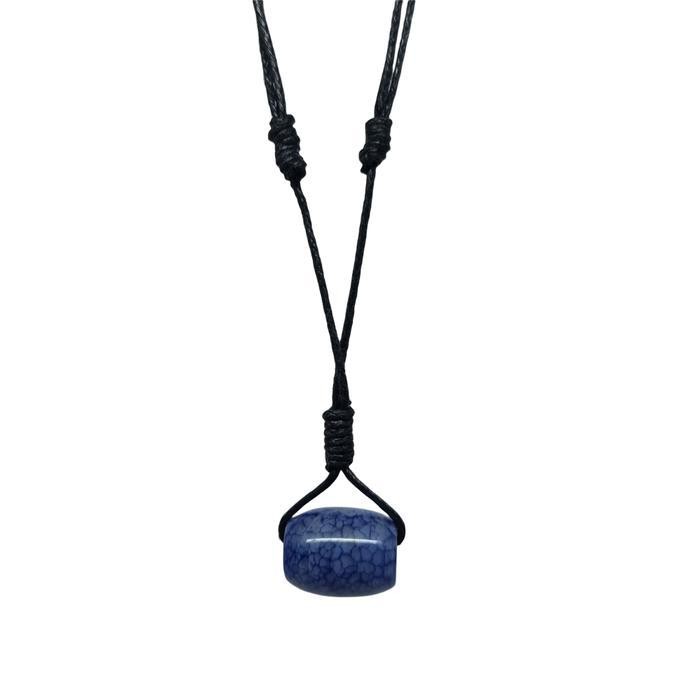 Kalung Liontin Batu Giok Asli Cina Oval Ungu - VeE Pria Wanita