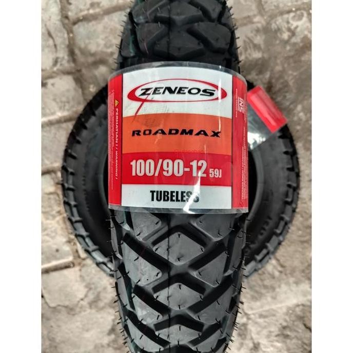Zeneos Roadmax 100 90 12 Ban Luar Motor Tubeless Dual Purpose Semi Trail Scoopy Ring 12