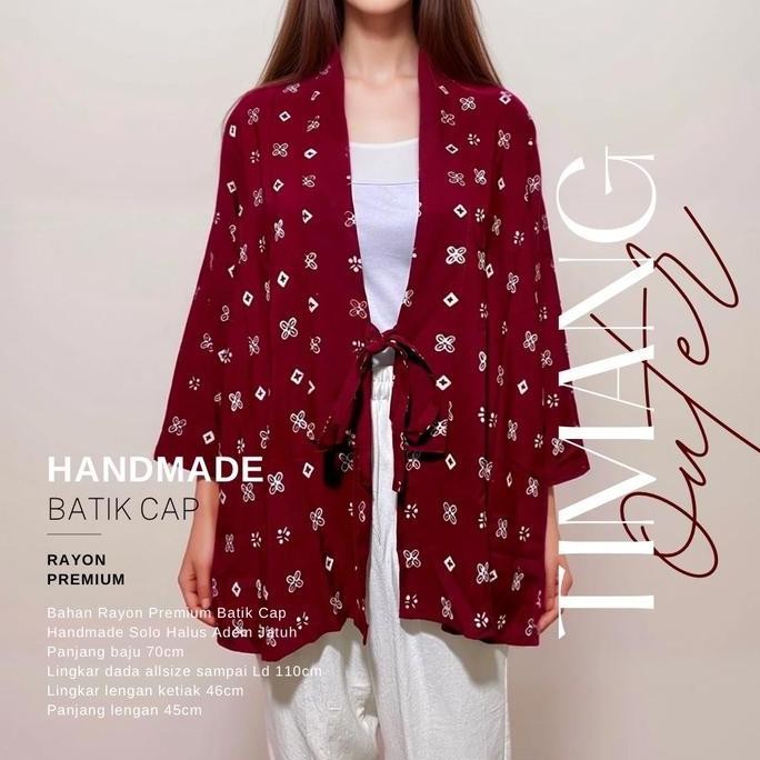 (Allthebest) Atasan Outer Cardigan Vest Batik Wanita Allsize Jumbo Ld 110cm Panjang 70cm Motif Bahan