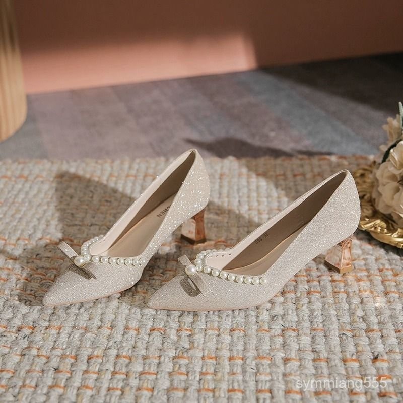 Women's Shoes Korean Style New Fashionable Temperament Bow Wedding Shoes/High Heels