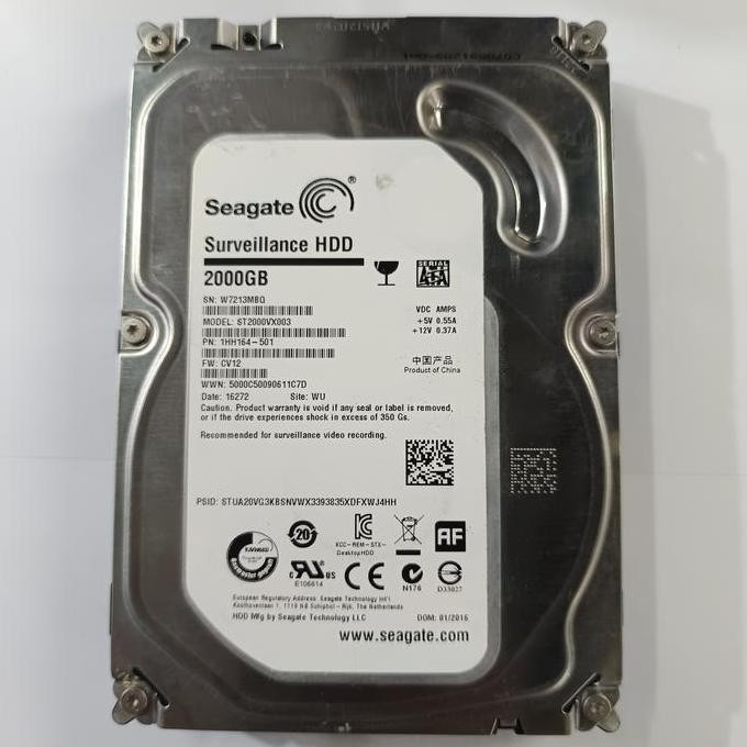Hard Disk 2Tb 2 Tb Bekas Seken Cctv Pc Rakitan 3.5 Inch Sata Co