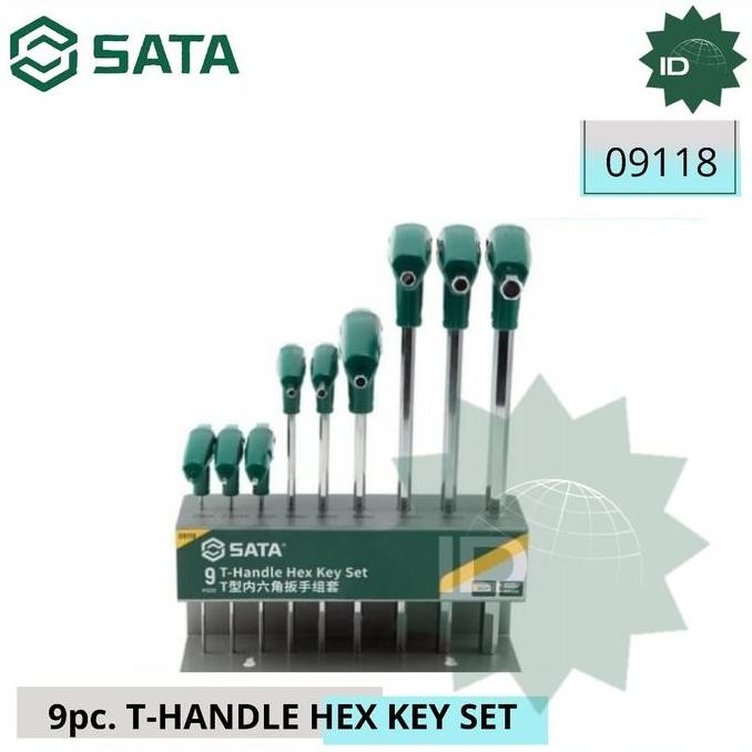 Kunci Handle T Hex 9Pc 09118 T-Handle Hex Key Set Sata Co