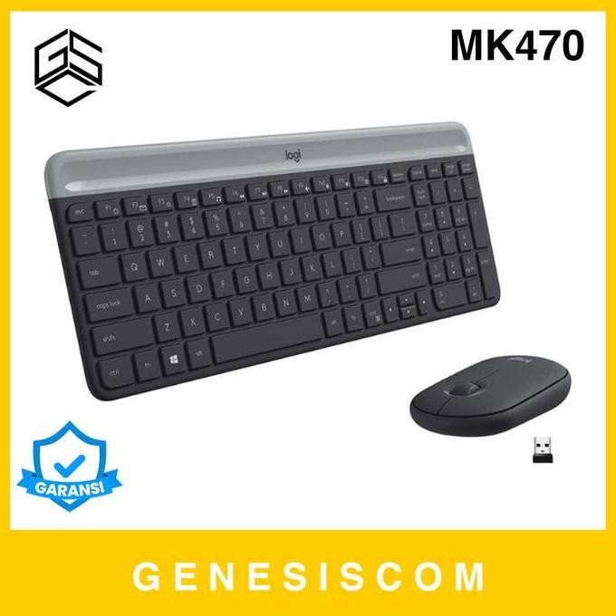 Keyboard Mouse Wireless Logitech Mk470 Combo Bundle Slim Mini Portable Silent 2.4Ghz Usb Receiver Ko