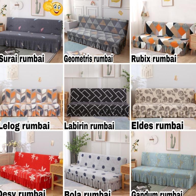 Terlaris Cover Sofa Bed Informa,Gotham,Ivaro Elastis Sarung Rumbai Penutup Sofa Bed