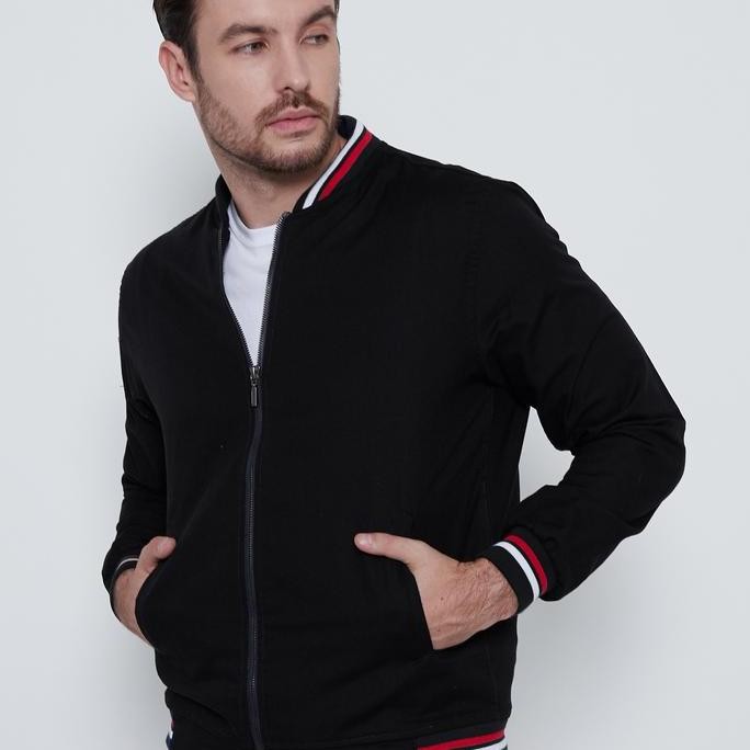 Sale M231 Jaket Pria Bomber Oxford Panjang Hitam 1768A