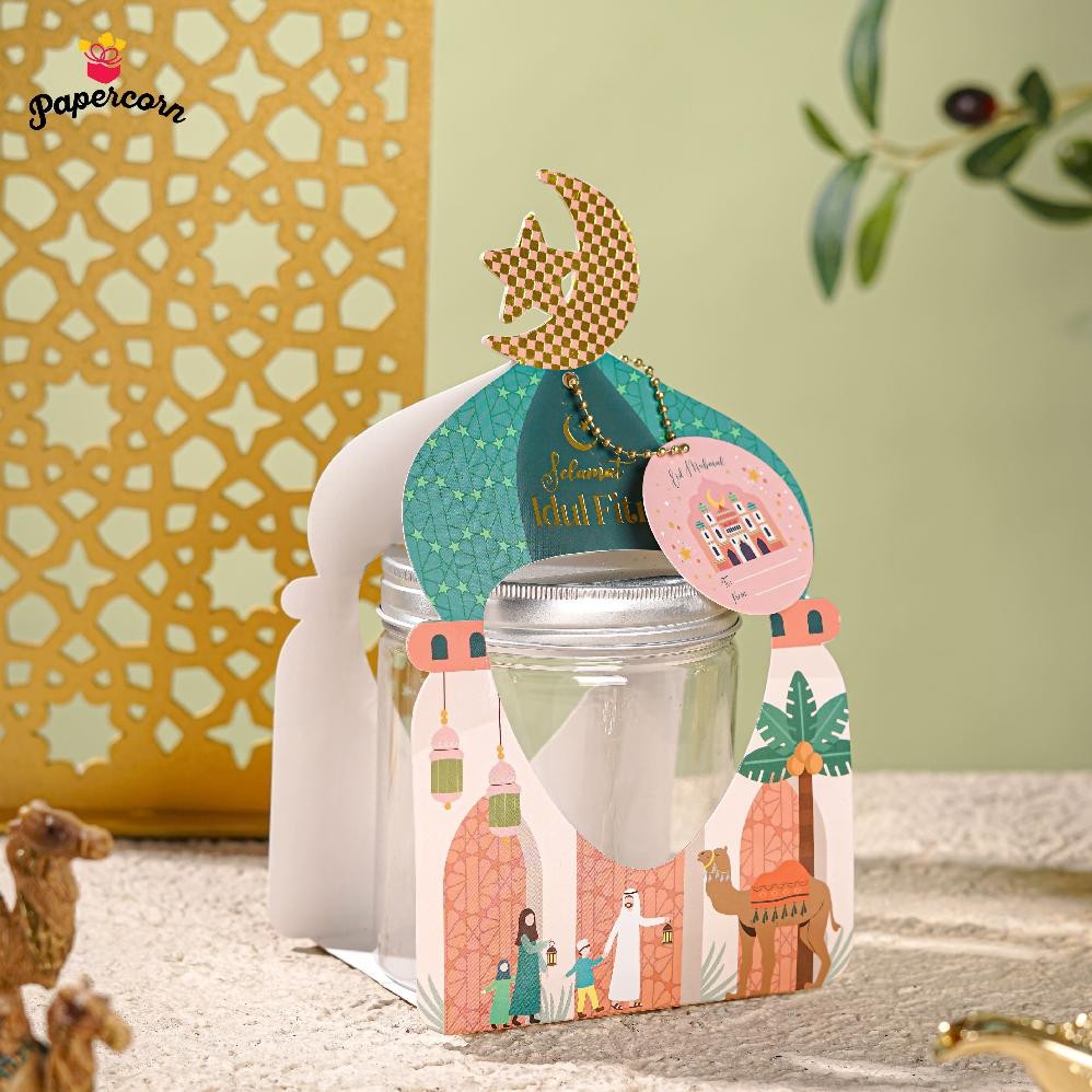 

10 Pcs Box Muat 1 Toples Jar 600 Ml Idul Fitri - Sabit + Free Gift Tag 12x 10 aSt