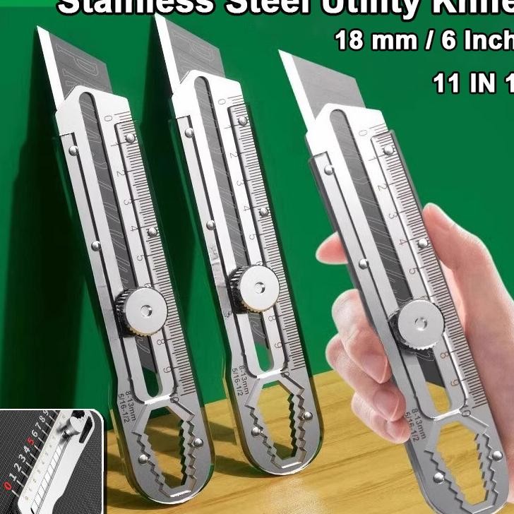 

Cutter 11In1 Stainless Steel Utility Knife 18Mm Multifungsi Cutter Pemotong Kertas Knife Cutter Knife Auto Lo Cutter Sk5 Bahan