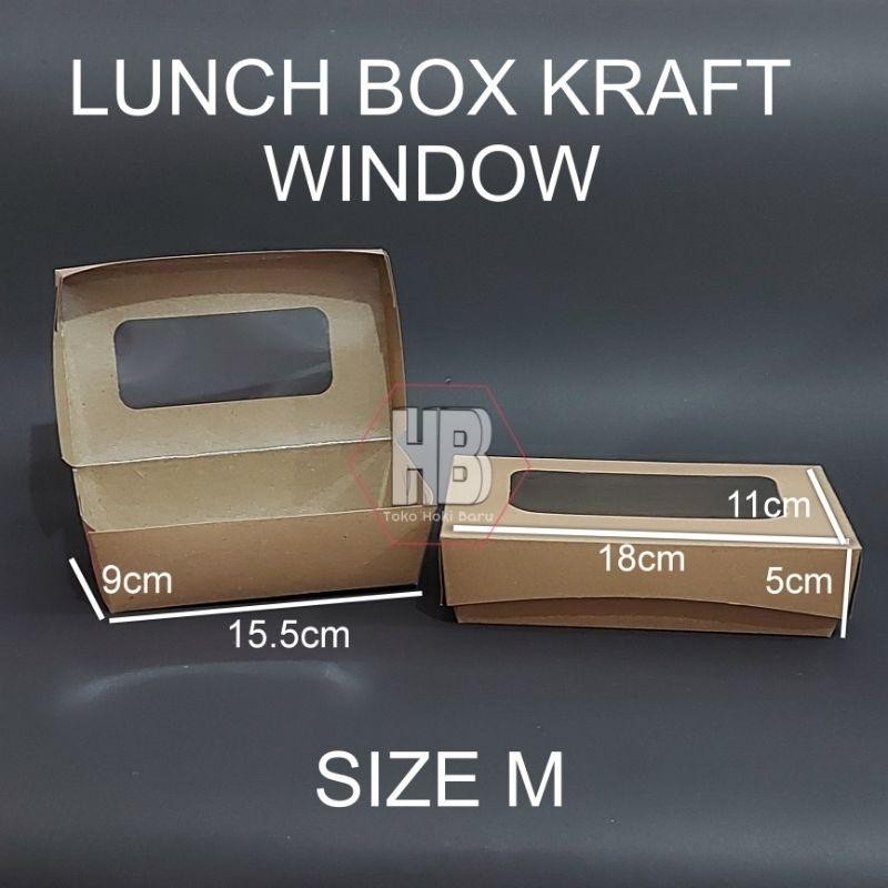

[100 Pcs] Lunch Box Kraft M Window / Paper Lunch Box Kraft Cokelat Jendela / Box Kotak Nasi Coklat