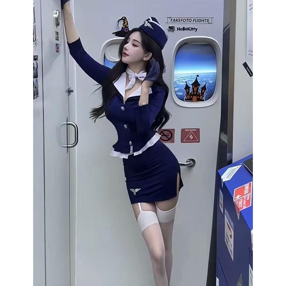 [Purelove]Kostum cosplay pramugari seragam pesta seksi piyama permainan peran seksi