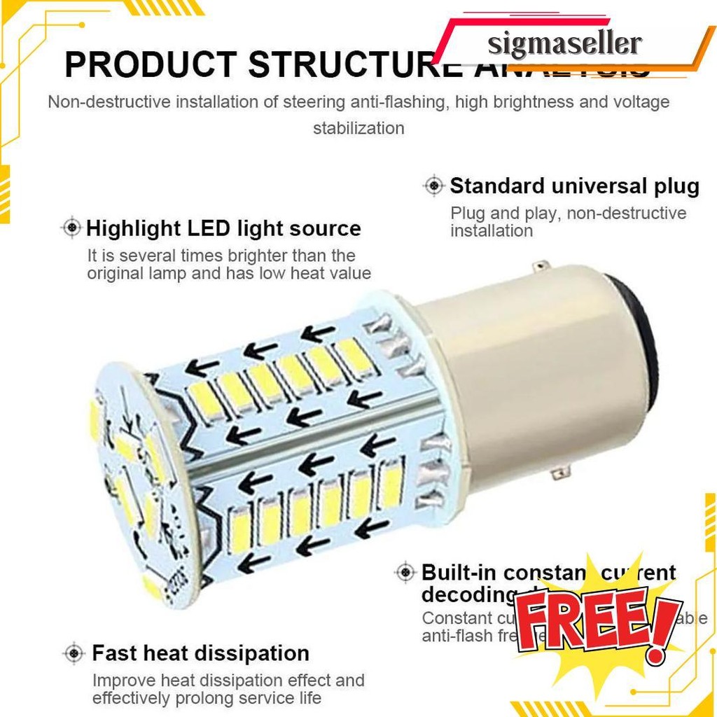 Motorspeed   Lampu Rem Led Sepeda Motor 1157 Lampu Belakang Belakang Yang Berkedip-Kedip Original Pr