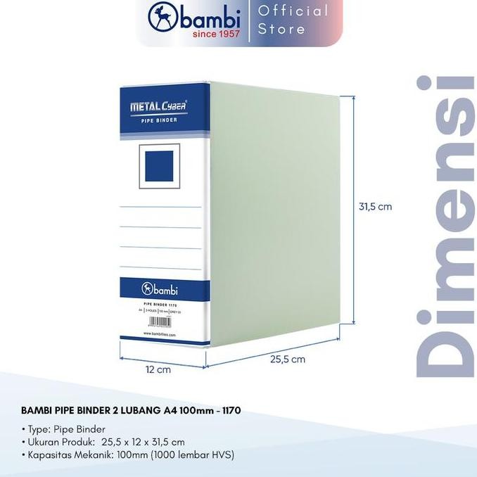 

Promo Bambi Pipe Binder A4 Jumbo 100Mm + Label Warna Full Spine #1170
