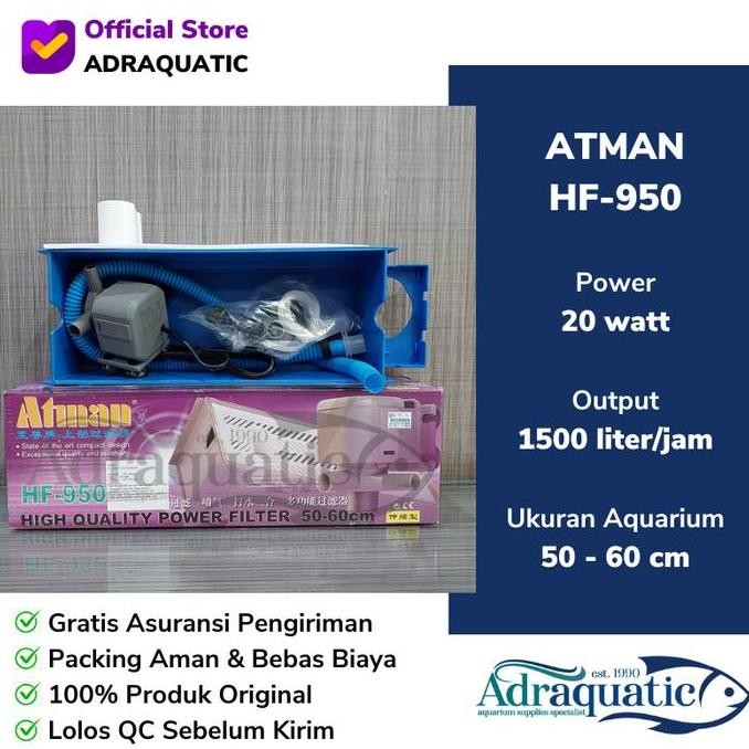 Tersedia ATMAN HF-950 Power Filter Aquarium 50-60cm Pompa Air Celup