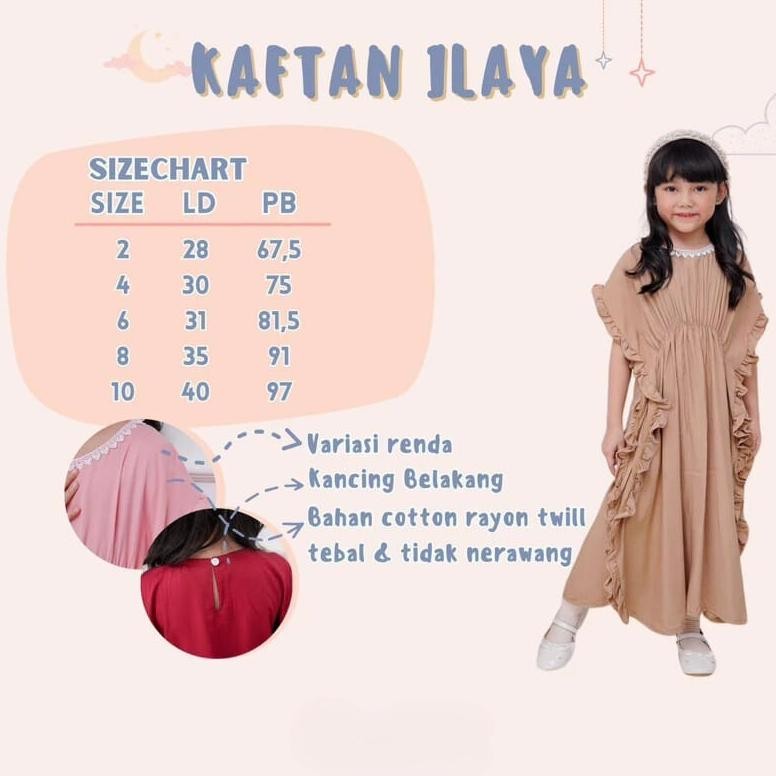 Flash Sale - KIDSSUPER Kaftan Ilaya - Gamis Anak 2-8 Tahun Kaftan Anak Perempuan Pakaian Muslim Raya