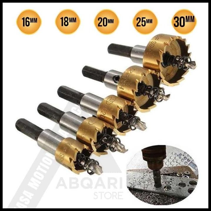 holesaw mata bor besi / hole saw besi Set 5pcs / mata bor baja ringan