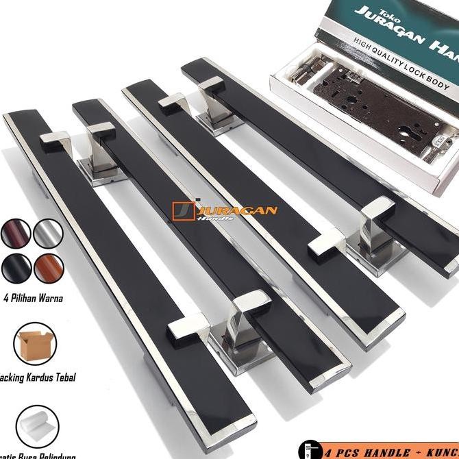 HANDLE PINTU MODEL BARU FULLSET 2 DAUN PINTU 60 CM - GAGANG PINTU SATU SET BODY KUNCI BODY PELOR ORI