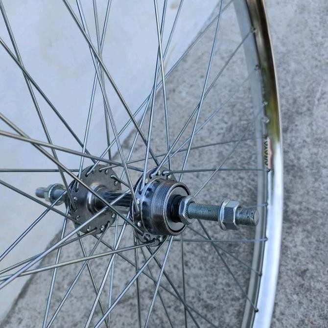 RODA JADI SEPEDA ONTHEL VELG ARAYA 28 JAWA JOWO UNTA UNTO WHEELSET ONTEL DEPAN BELAKANG CHROME KROM 
