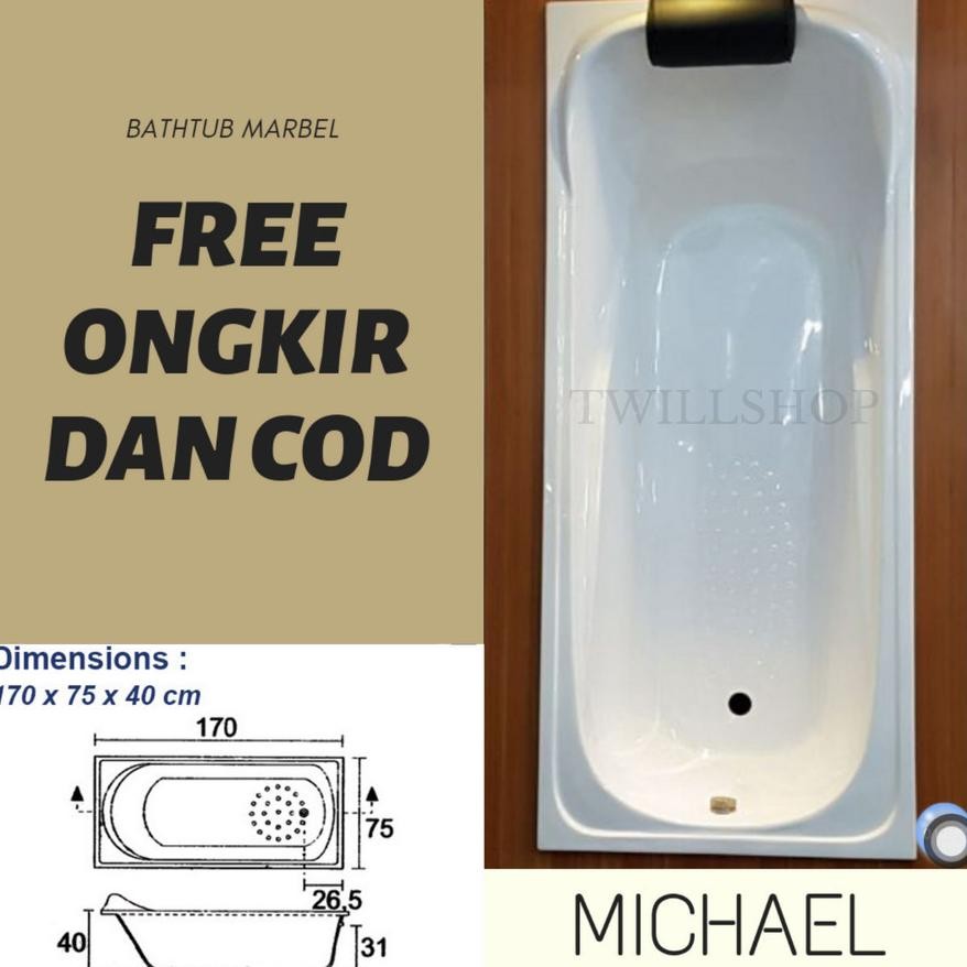 Terlaris | Terbaru | Best Seller | Termurah Bathtub Tanam Michael Marble Promo Free Afur Kuningan Fr