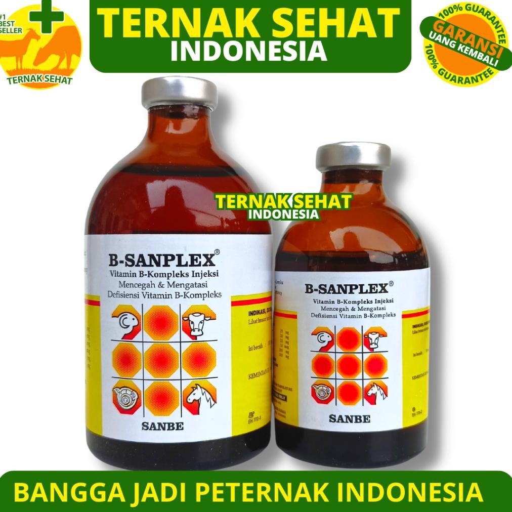 B SANPLEX 50ml & B SANPLEX 100ml - Vitamin B kompleks Hewan - Vitamin Sapi - Vitamin Kambing - Vitam
