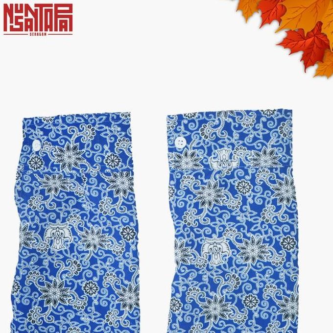 (Allthebest) Baju Batik Sekolah Bunga Rampe Biru Size SMP/SMA Lengan Panjang