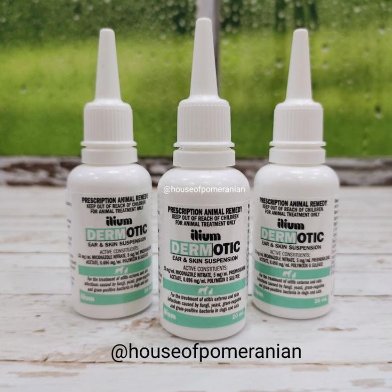 DERMOTIC 20ml ear & skin ointment salep telinga kulit anjing kucing antibiotik jamur bakteri ilium M