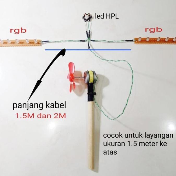 (Allthebest) lampu layangan  suwangan sayap kanan kiri rgb  tengah hpl ( 2 baling" besar dan kecil) 
