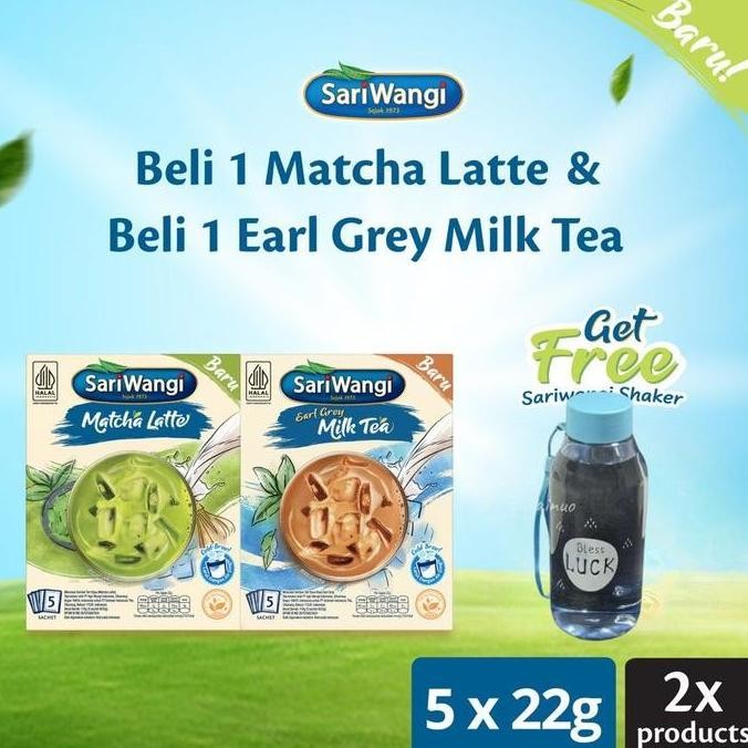 

[Free Botol Minum] Sariwangi Earl Grey Milk Tea + Matcha Latte Pasti Promo