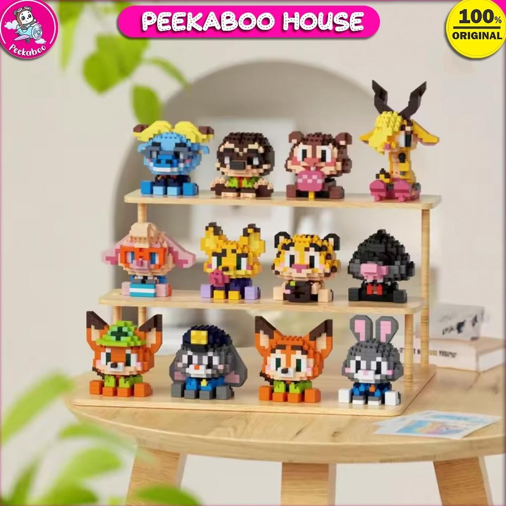 (DISKON)- Mainan Balok Susun Nano Block Anak DIY 3D Mini Toys Cute Bricks Karakter Zootopia Peekaboo