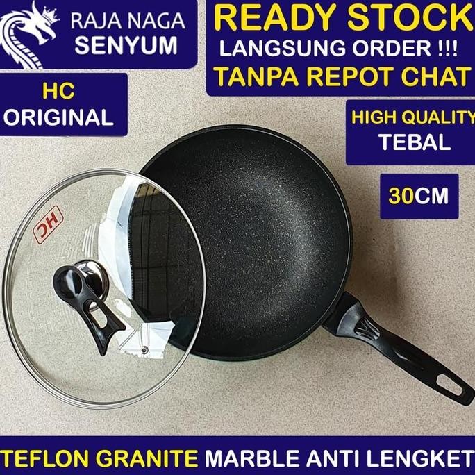 NC Teflon Anti Lengket Wajan HC Wokpan Marble Granit Grill TEBAL 30 CM