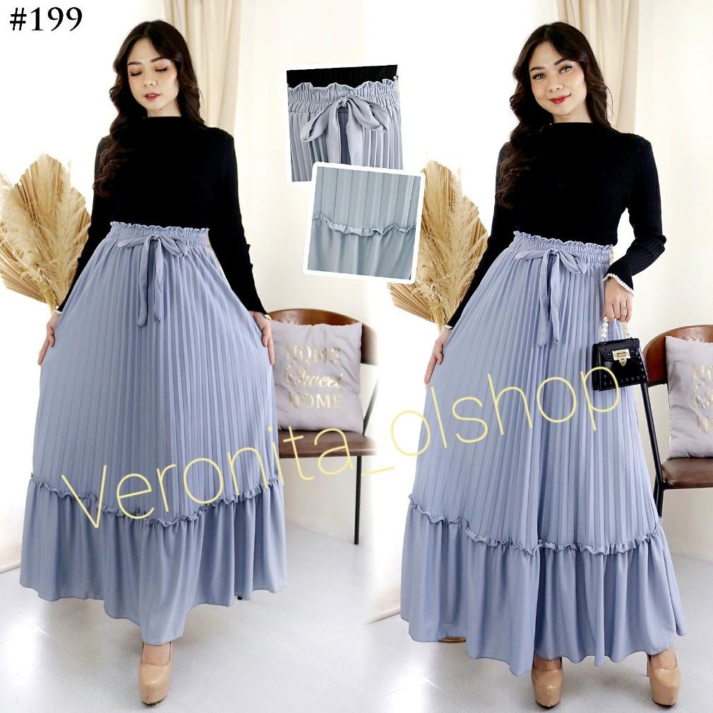 Flash Sale Rok panjang Plisket Rok cabang Kerutan Rok mayung/Payung Rok muslim Terbaru Terlaris Term