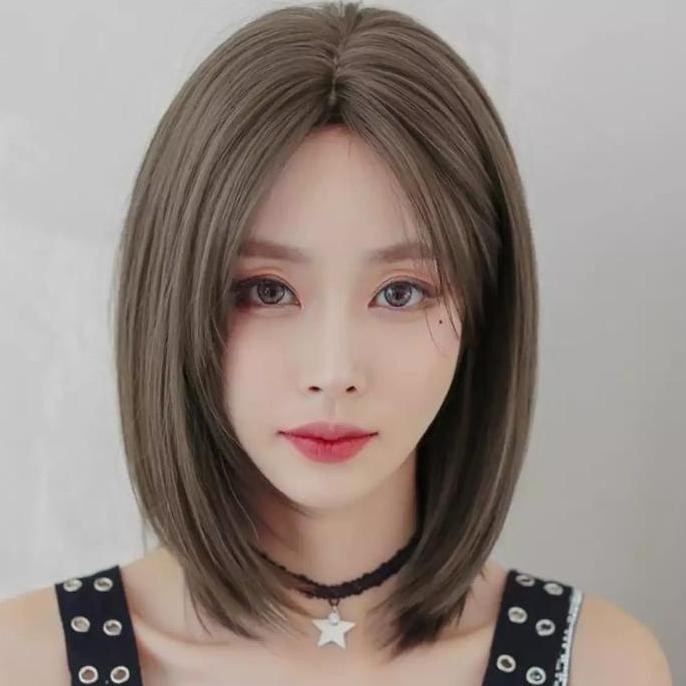 Wig Rambut Palsu Wanita Pendek Sebahu Warna Natural Korea Premium