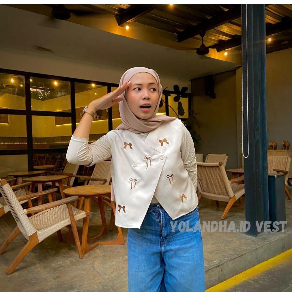 yolandha vest/ vest pita / vest bordir pita our wanita premium/ atasan rompi wanita Korean style