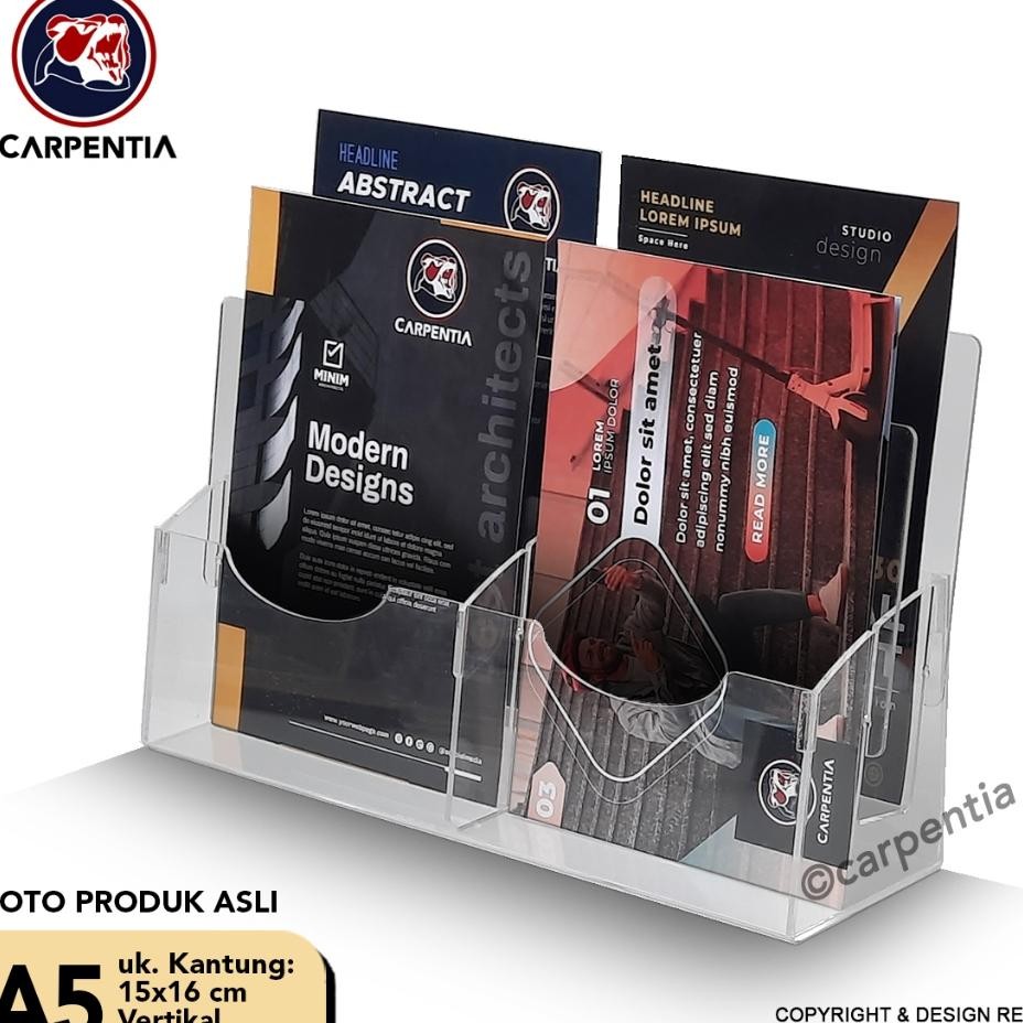 

Caentia Rak Tempat Brosur Akrilik 2 Tingkat Uk. A5 Tipe E2 2 Susun Acrylic Display Kantong