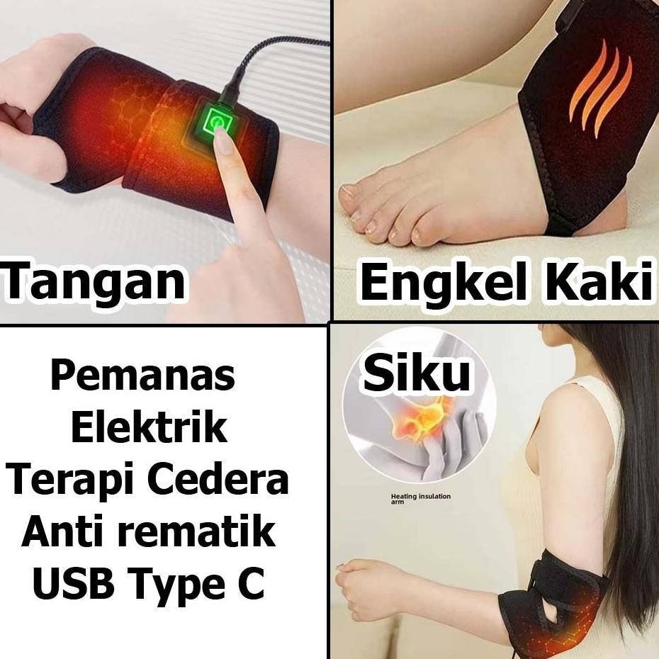 Jc Alat Terapi Kompres Panas Siku Engkel Tangan Elektrik Usb Type C Penghangat Rematik Asam Urat