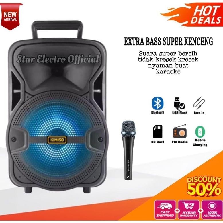 DISKON Speaker Bluetooth Karaoke Full Bass Ukuran Besar Bonus Mic Murah / Speaker Salon Aktif Polytr