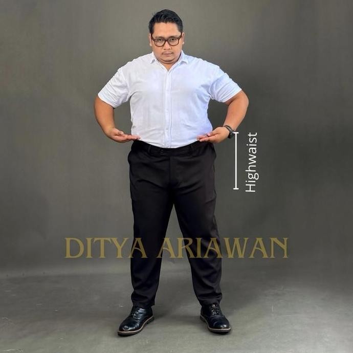 ST Celana Panjang Kerja Formal Jumbo Pria Slimfit Stretch Karet