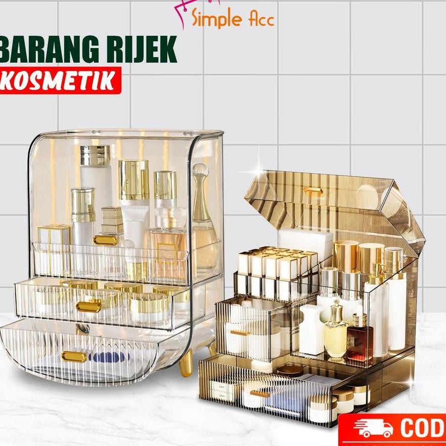 Dopart 3 Barang Rijek Rak Kosmetik Kotak Makeup Tempat Penyimpanan Brush Make Up Multifungsi Mangkok