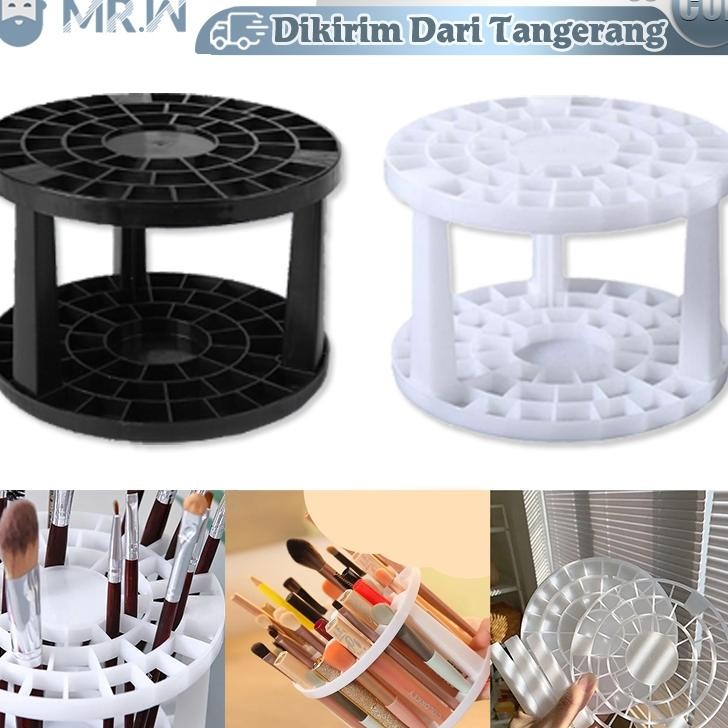 Tempat Kuas Makeup Aesthetic 2Pcs Rak Kuas Lukis 49 Holes Rak Tempat Pulpen Tempat Brush