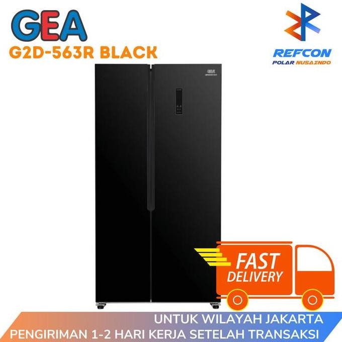 Promo Kulkas Side by Side GEA G2D 563 R BLACK Inverter 2 Pintu 563 Liter COD