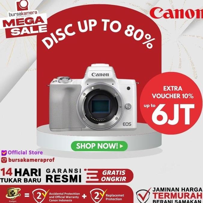 Promo Canon EOS M50 Mirrorless Digital Camera Body Only White COD