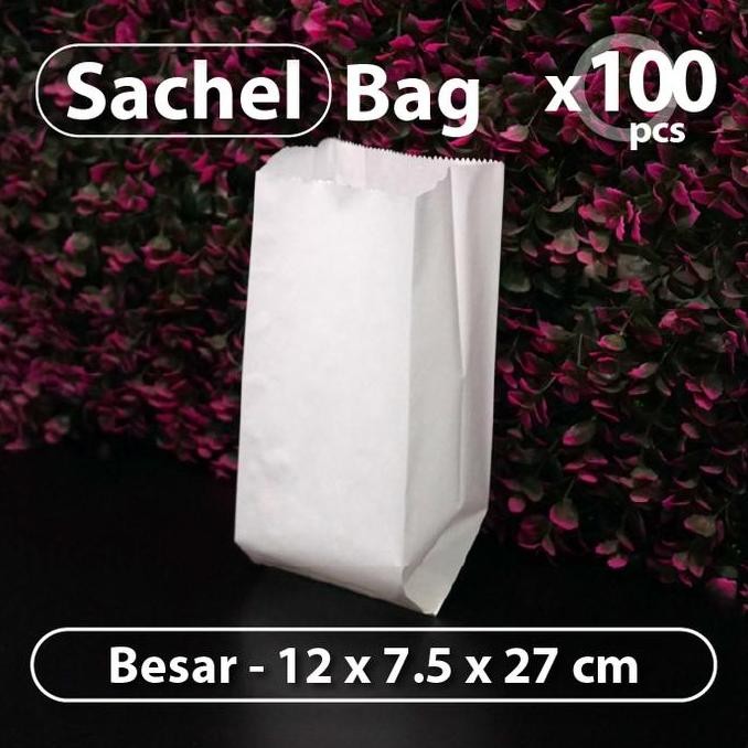 

Paket 100 pcs - Sachel Bag Putih Besar - Paper - Kentang - Roti