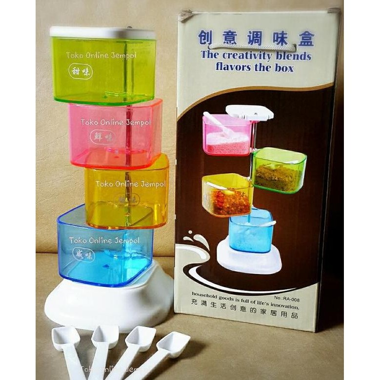 Tempat Bumbu Rainbow Miracle Tingkat 4 Kotak Seasoning Jar
