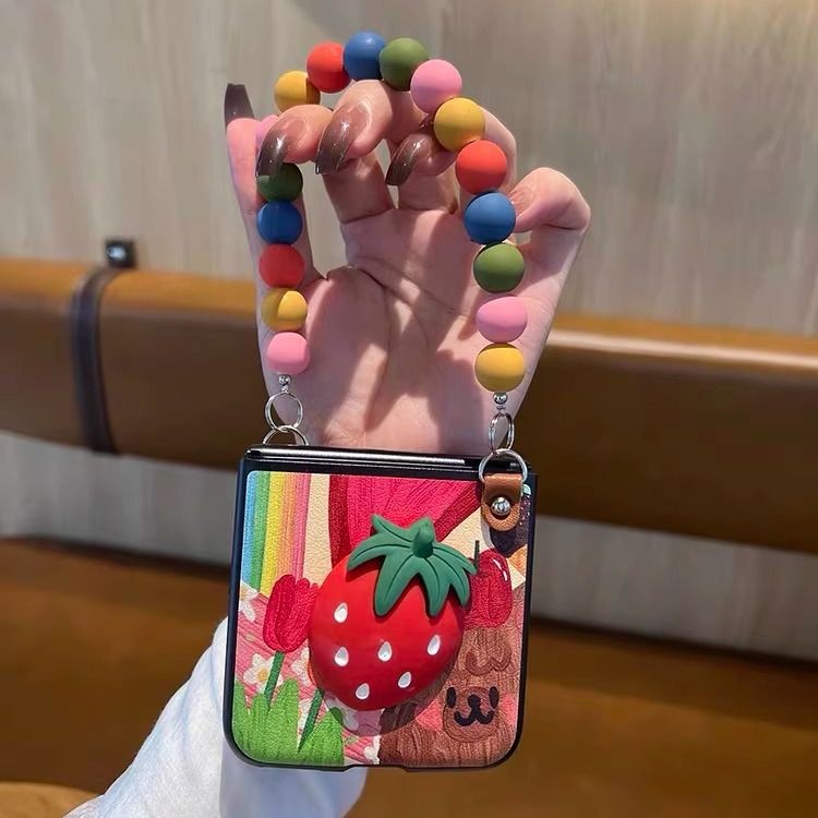[Bengkel Cerdas] [COD] Cocok untuk casing ponsel Xiaomi MixFlip 3D Strawberry Huawei Novaflip gelang