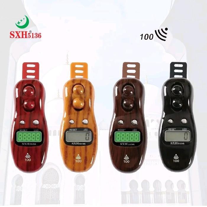 SHS SXH tasbih digital LED 100 bunyi kayu 3003