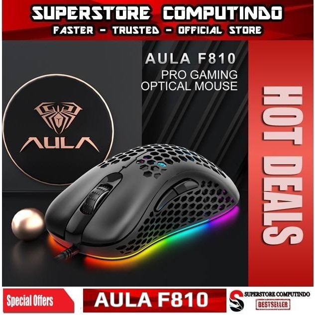 Mouse Gaming Honey Comb Aula F-810 Rgb-6400Dpi-Macro-7Button-Aula F810