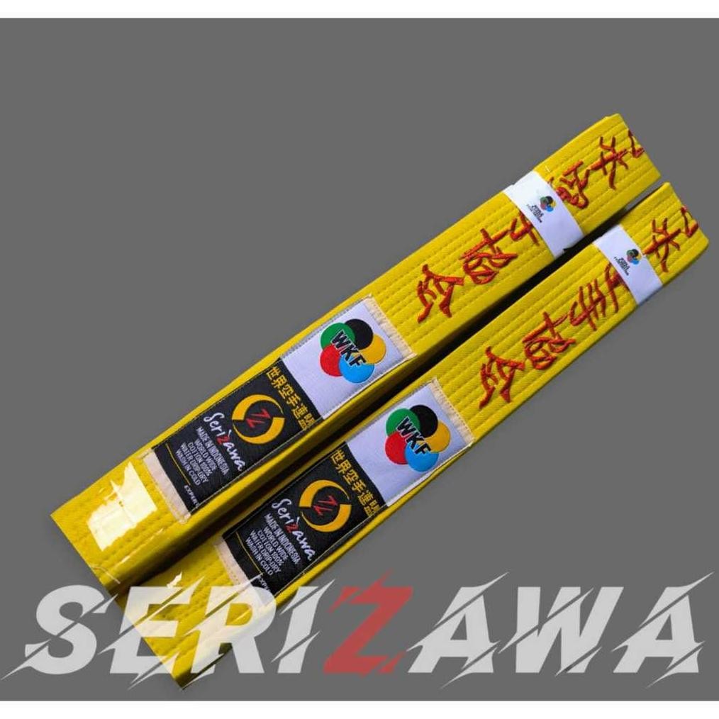 DR122>> Sabuk Karate Dewasa Kuning WKF Bordir Tebal