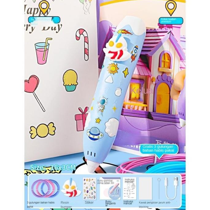 

TERLARIS! Mainan Edukasi Anak Pena 3D Printing Hadiah Liburan Anak Pena Gambar 3D Kerajinan Tangan Melatih Pena 3D Kuas serbaguna