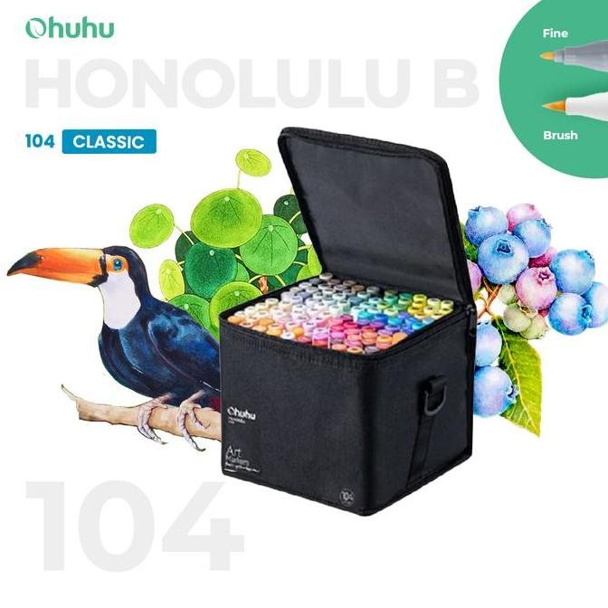 

PROMO! OHUHU Honolulu B 104+1 Colors Dual Tip (Brush & Fine)